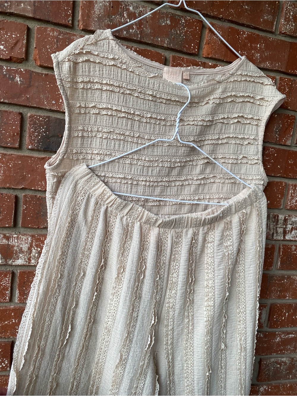 Cream Textured Two-Piece Set